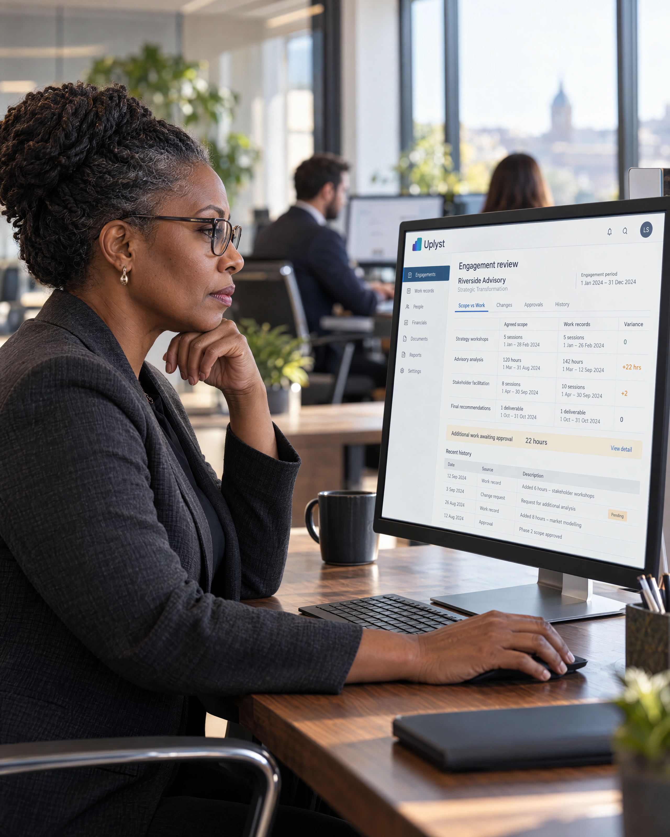 A commercial manager reviews the evidence behind an engagement position.